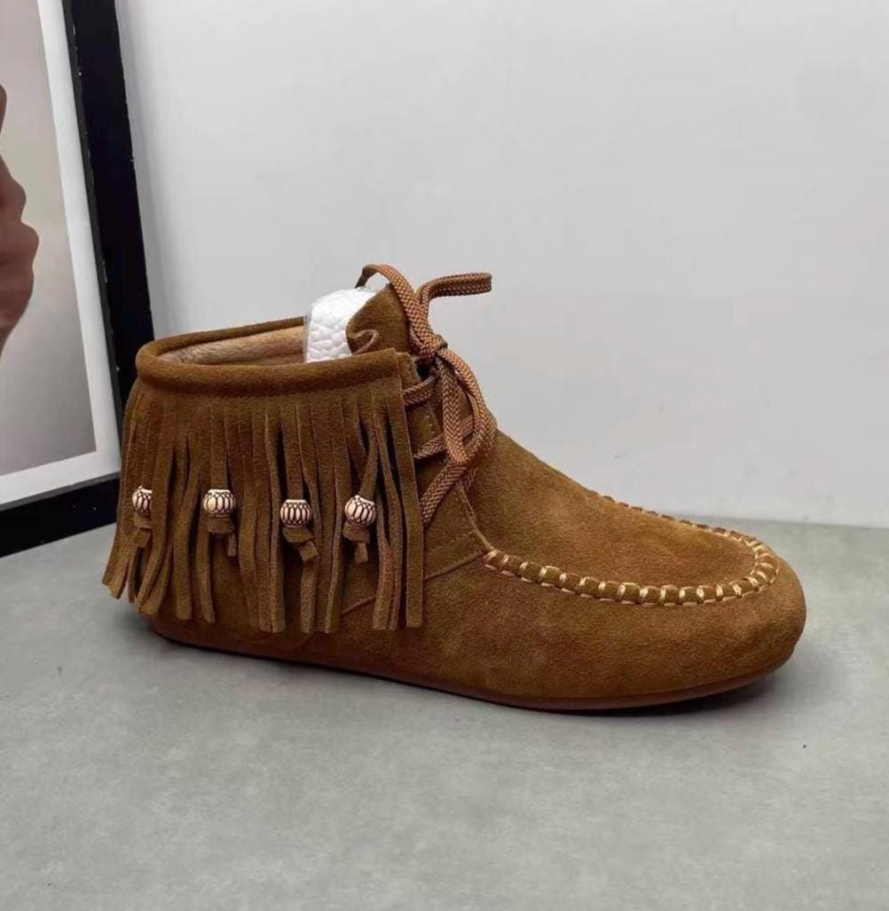 Mocassins en daim, perles et franges, amérindiennes du sud-ouest des femmes vintage - France Mocassins en daim, perles et franges, amérindiennes du sud-ouest des femmes vintage - France