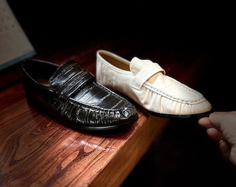 Zapatos casuales de cuero hechos a mano para mujer, mocasines de piel de vaca auténtica, calzado cómodo para la oficina y el trabajo, regalo para el Día de la Madre.