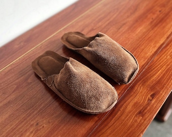 Handmade Cowhide  Slippers Women Minimalist Old Money Style Slides Soft Comfortable Breathable Shoes Gift for Mom