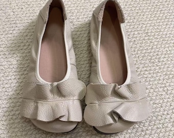 Handmade Boho Ballet Flats, Women’s Soft Genuine Leather Shoes, Bohemian Style Footwear, Comfortable Gift for Mom, Mother’s Day Gift