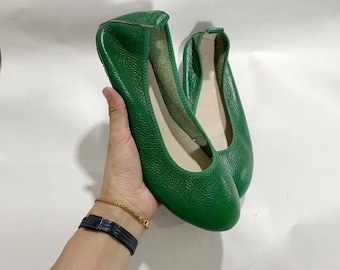 Handmade Leather Ballet Flats Women, Soft Sole Minimalist Shoes, Barefoot Flats, Lightweight Slip On Footwear Gift for Her