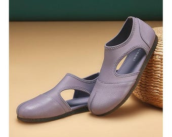 Handmade Split Toe Flats Women, Tabi Loafers, Soft Sole Summer Flats, Minimalist Leather Slip Ons, Comfortable Walking Shoes