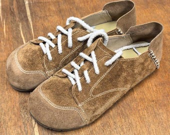 Handmade Suede Cowhide Moccasins Women Boho Lace Up Loafers Soft Flat Walking Shoes Breathable Driving Shoes Minimalist Leather Flats Gift
