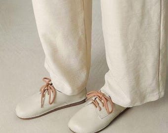 Mocassini stringati in pelle fatti a mano da donna, suola morbida, scarpe basse comode per tutti i giorni, ideali per lavoro, scuola, tempo libero, primavera, estate, regalo per la festa della mamma.