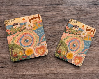 Capa transparente removível com ímã para Kindle e Kobo – Capa para e-reader com estampa floral de gato em estilo boho cottagecore, presente estético "A mudança é bela"