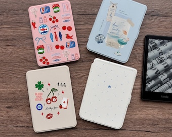 Capa para Kindle Lucky Charm, capa traseira transparente removível com fecho magnético, capa estética para e-reader compatível com Kindle Paperwhite, Kobo, Clara e Libra.