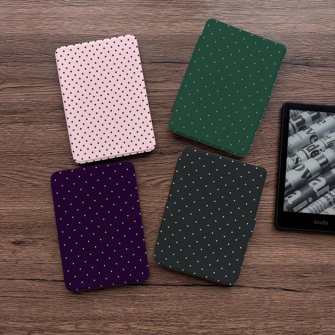 Kobo Kindle Case Polka Dot Design, Detachable Clear Back Cover, Double ...