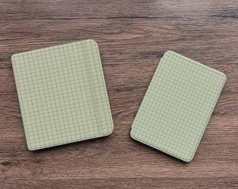 Capa para Kindle e Kobo em verde sálvia quadriculado, capa traseira transparente magnética removível, capa minimalista para e-reader, ativação/desativação automática, presente para amantes de livros