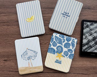 Capa para Kobo e Kindle com painel traseiro transparente removível e fecho magnético – Design com tema de verão