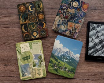 Capa estética para Kindle e Kobo, capa traseira transparente removível com fecho magnético, capa para e-reader com arte celestial da lua, função de ativação/desativação automática.