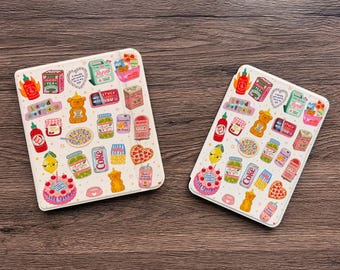 Capa fofa para Kindle e Kobo com tema de comida, capa traseira transparente removível com fecho magnético, capa colorida com colagem de lanches para e-reader.