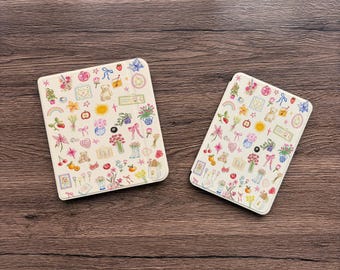 Capa magnética removível transparente para Kobo, com estampa fofa de coquete e desenho floral, ideal para Kindle Kobo Clara Libra Paperwhite.