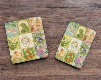 Capa para Kindle com estampa floral Cottagecore, capa para Kobo com jardim de fadas, parte traseira transparente removível, capa traseira magnética, capa botânica para e-reader.