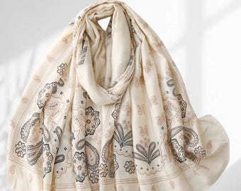 Oversized Voile Shawl • Abstract Painterly Brushstroke Wrap (73x33")