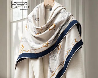 Silk Wool Scarf, Hand-Rolled Edges, Elegant Shawl (51x51in)