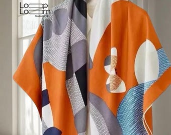 Elegante hoge kwaliteit vierkante grote sjaal zijdewol, oversized wollen sjaal 130 x 130 cm