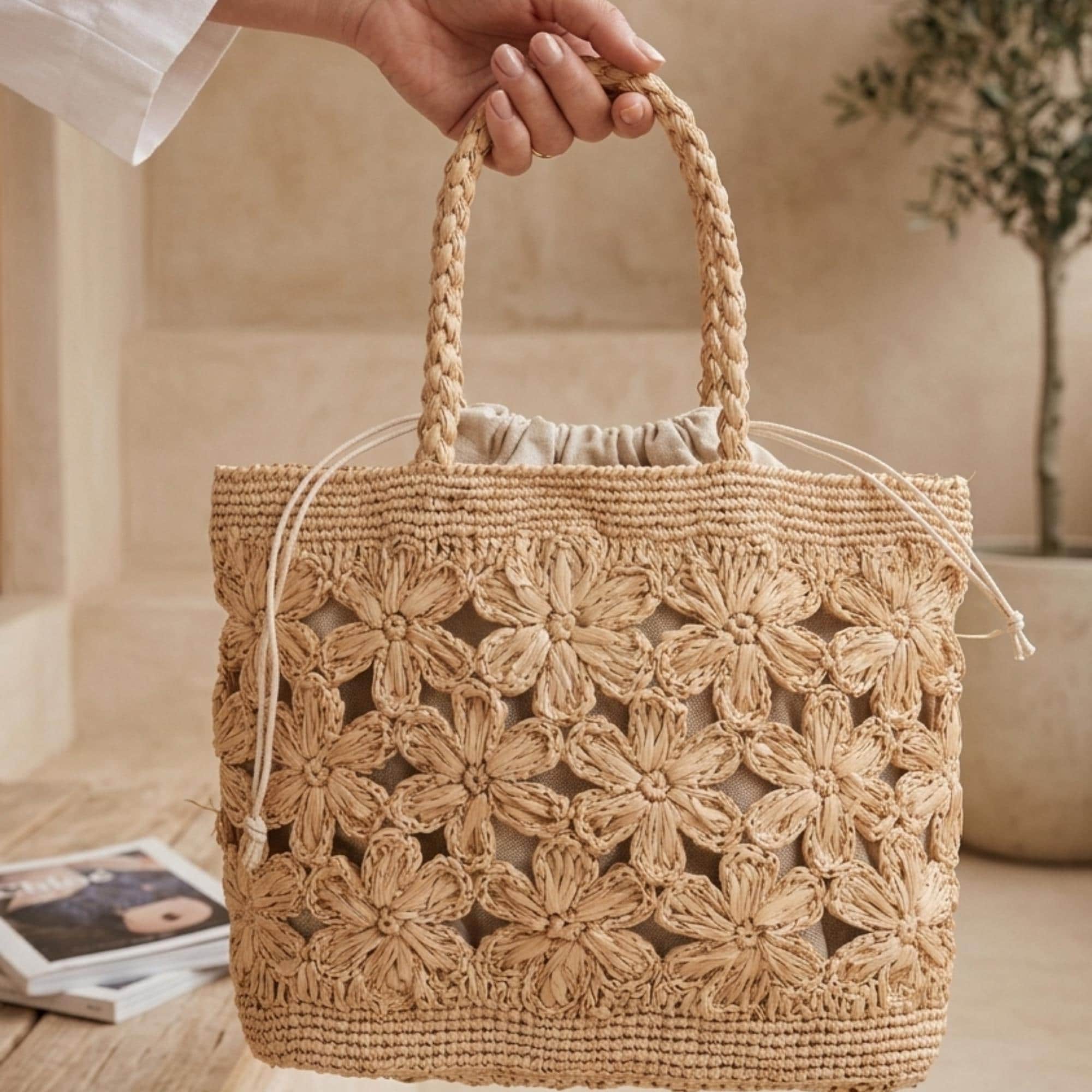 n*3様 anuke Raffia Tote Bag ベージュ n*3様 anuke Raffia Tote Bag 