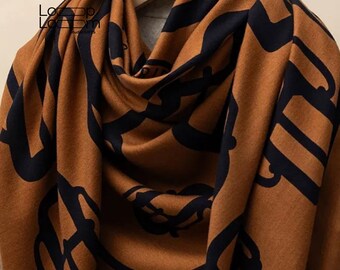 Retro Maillard Color Wool Silk Square Scarf, Oversized Wool Shawl 51' 130cm