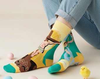 Art Inspired Socks Set, Colorful Illustration, Art Lover Gift