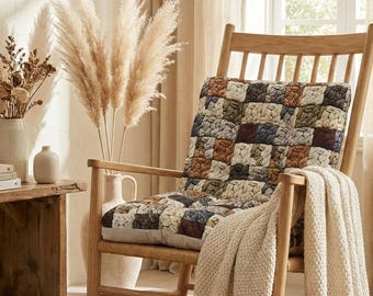 Handmade Patchwork Looking Rocking Chair Cushion with Insert