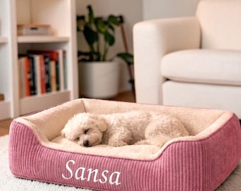 Personalized Corduroy Dog&Cat Bed, Cozy Plush Pet Bed, Washable Pet Sofa