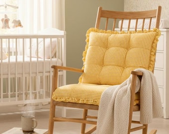 Handmade Gingham Rocking Chair Cushion, Nursery Rocker Pad