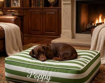 Striped Personalized Pet Bed, Soft Dog and Cat Sleeping Pillow, Washable Pet Cushion