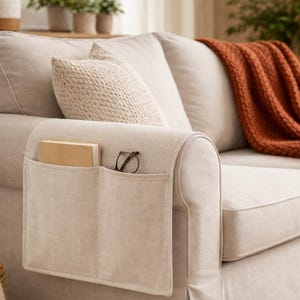 Sofa Arm Cover with Pockets Organizer for Couch Armrest, Modern Living Room, Storage Decor