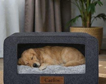 Cama cueva de fieltro personalizada para mascotas, moderna casa con aislamiento para gatos