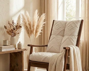 Boho Rocking Chair Cushion, Textured Cotton Seat Pad, Nursery Comfort Furniture