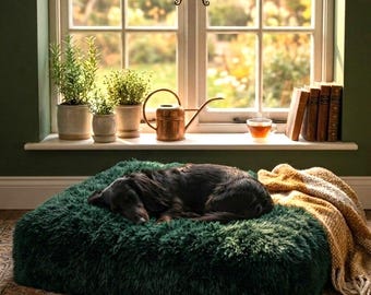 Calming Long Plush Pet Bed for Cats and Dogs, Orthopedic Pet Cushion
