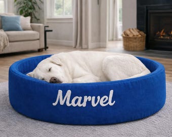 Personalized Pet Bed, Embroidered Name, Washable Dog and Cat Bed