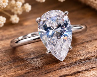 Bague solitaire en zircon cubique taille poire, bague de fiançailles en argent sterling 925, bague de promesse pour femme, bague de mariée minimaliste, cadeau pour elle.