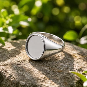 Oval Signet Ring Setting, Sterling Silver Ring Blank, Plain Oval Ring Base, Bezel Signet Ring, Custom Jewelry Making, Ring Setting for Men.