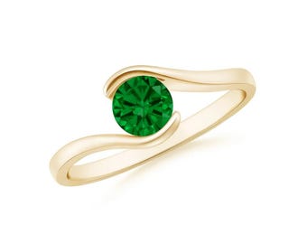 Anello minimalista in argento con pietra preziosa di smeraldo verde | Elegante anello solitario | Delicato anello da promessa da donna | Regalo per lei