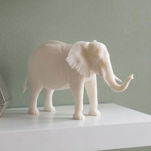 Elephant Statue STL, Realistic Safari Decor, Raised Trunk Figure, Good Luck Charm, Nursery Room Decor, Desk Figurine, 3D Print File