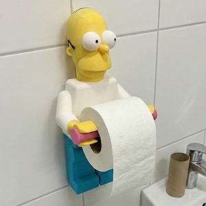 Homer Simpson toalettpappershållare i STL-format, rolig badrumsdekor, stor 40 cm väggkonst, ny toalettpresent, digital nedladdning av 3D-utskriftsfil