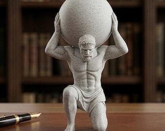 Atlas Statue STL, Greek Mythology Decor, Stoic Desk Accessory, 3D Print File