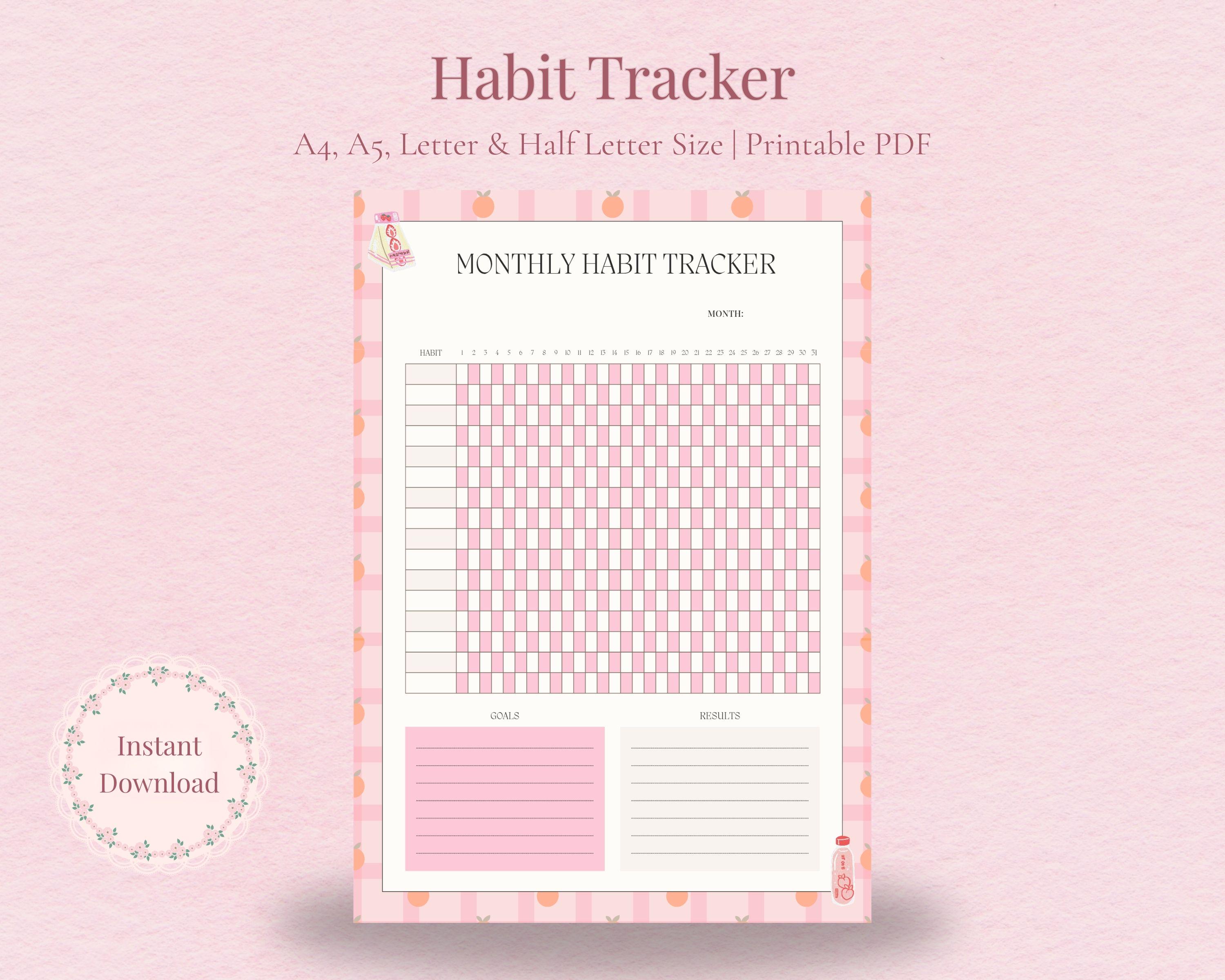 Monthly Habit Tracker Printable | Minimalist Wellness PDF (digital ...