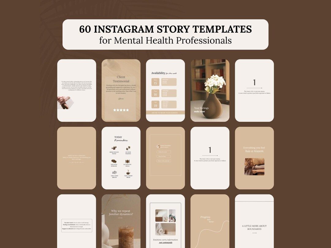 60 Instagram Story Templates | Mental Health Canva Templates for ...