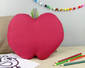 Apple shaped pillow, apple cushion, red pillow, woodland nursery decor, fruit pillow, kids Pillow, Fruit cushion nursery pillow