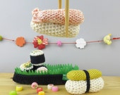 Crochet sushis, crochet Japanese food, Set of Maki and Sushi rolls, bento play pretend, kawaii Japanese Asian Play food, food learning toys