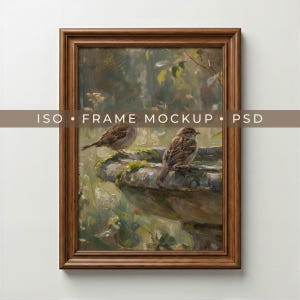 Minimalist Vertical Frame Mockup: Classic Simple Wood Mockup on a White Wall (5X7 ISO A RATIO)