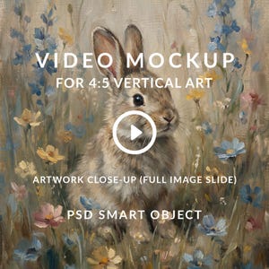 Video Mockup for 4:5 Ratio Wall Art, Full Image Slide Clip (PSD Smart Object)