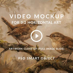 Video Mockup for 3:2 Ratio Wall Art, Full Image Slide Clip (PSD Smart Object)