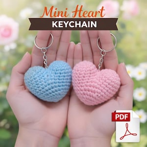 Mini Crochet Heart Keychain Pattern – Amigurumi Heart Plush Keyring, Valentine Crochet Gift, Love Heart PDF + (Bonus Included)