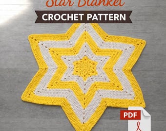 Gehaakt dekenpatroon ster, stervormig babydeken haakpatroon pdf, Afghaans haakpatroon ster, kraamcadeau, sterrencocondeken