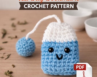 Bladwijzerpatroon gehaakt theezakje – schattig amigurumi-theelabel, handgemaakte gehaakte bladwijzer pdf-download + (bonus inbegrepen)