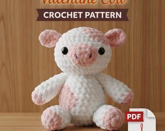 PDF-patroon gehaakte koe – amigurumi koe pluche – kawaii valentijnskoe – haakpatroon schattige koe – direct downloaden