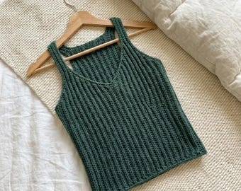 Patroon gehaakte geribbelde tanktop pdf | Mouwloos gehaakt topje met V-hals | Eenvoudig zomertoppatroon voor beginners | Dameshemd | Direct downloaden